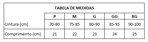 tabela de medidas cueca boxer